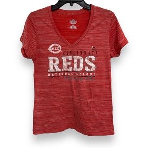 MAJESTIC TShirt Cincinnati Red League Women Sz Large Fanatic Tee Top